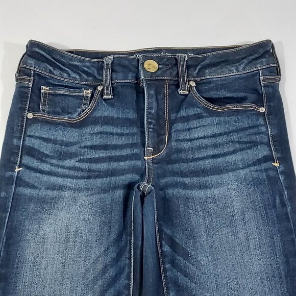American Eagle Super Stretch Skinny Women Dark Blue Jeans Size 2Long 28x30.5 - Picture 3 of 12